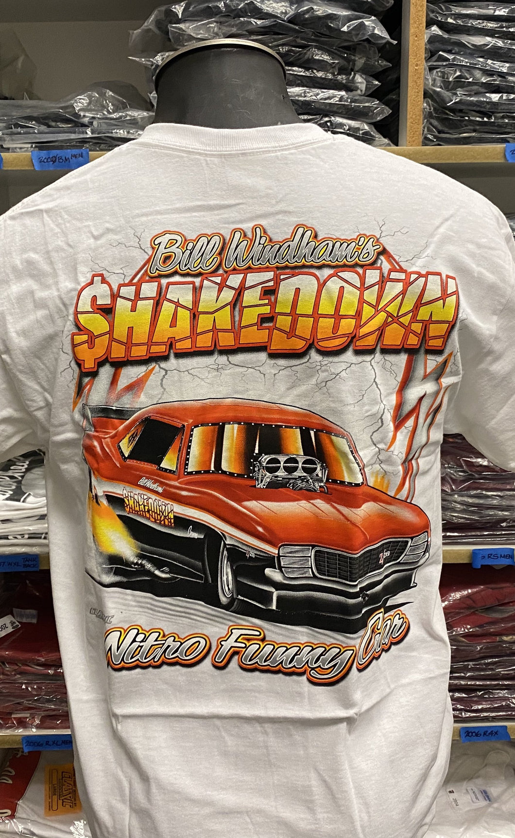 Men's White Shakedown Nitro Funny Car Tee