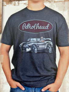 Charcoal cotton tee shirt with Petrolhead Cobra logo