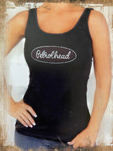 Load image into Gallery viewer, Black cotton tank top with Petrolhead Vintage logo
