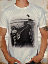 Load image into Gallery viewer, White cotton tee shirt with White Desert Highway Petrolhead LIMITED
